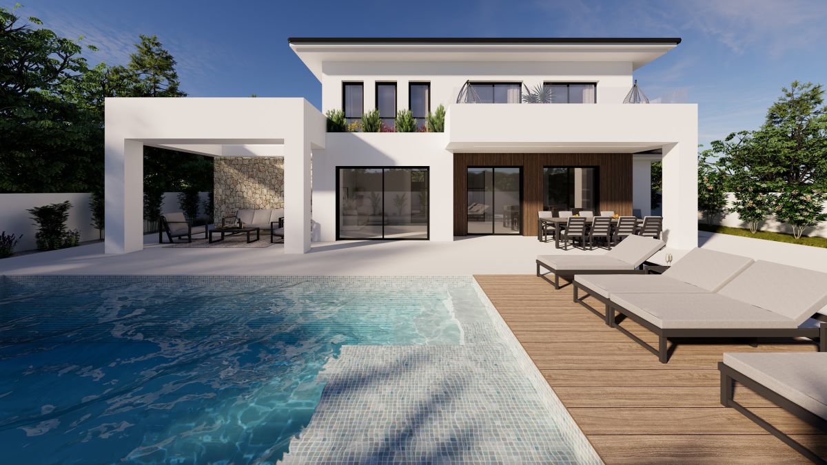 Villa with 4 bedrooms and 3 bathrooms in Enchinent, Calpe under construction. Materials and building quality are the best of the market. Near the beach.